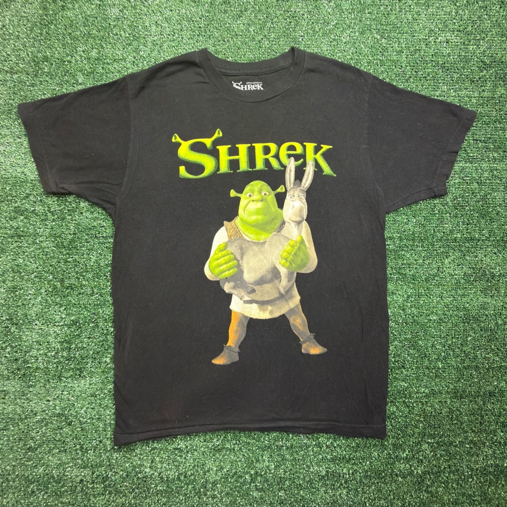 Dreamworks Shrek Donkey Graphic T-Shirt Mens Medium Black Short Sleeve Cotton T